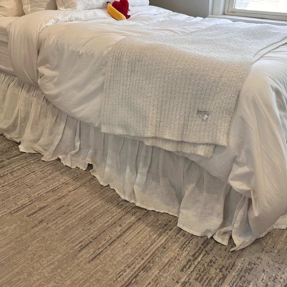 Linen Dust Ruffle Bed Skirt Queen Natural Organic European 100% Flax Bedskirt